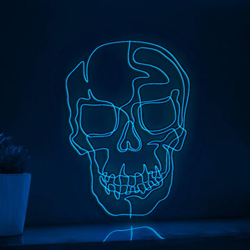 Human Skull Edgy EL Wire Wall Art for Gallery Spaces & Gothic-Themed Decor