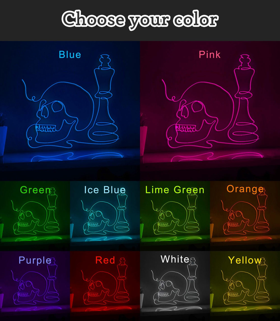 Human Skull Chess King Skeleton EL Wire Neon Sign for Home Decor Wall Art