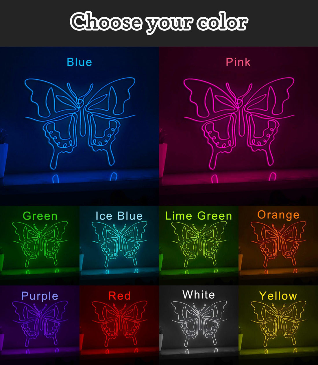 Beautiful Butterfly Spa Exotic EL Wire Animal Art for Pet Rooms & Reptile Enthusiast Decor