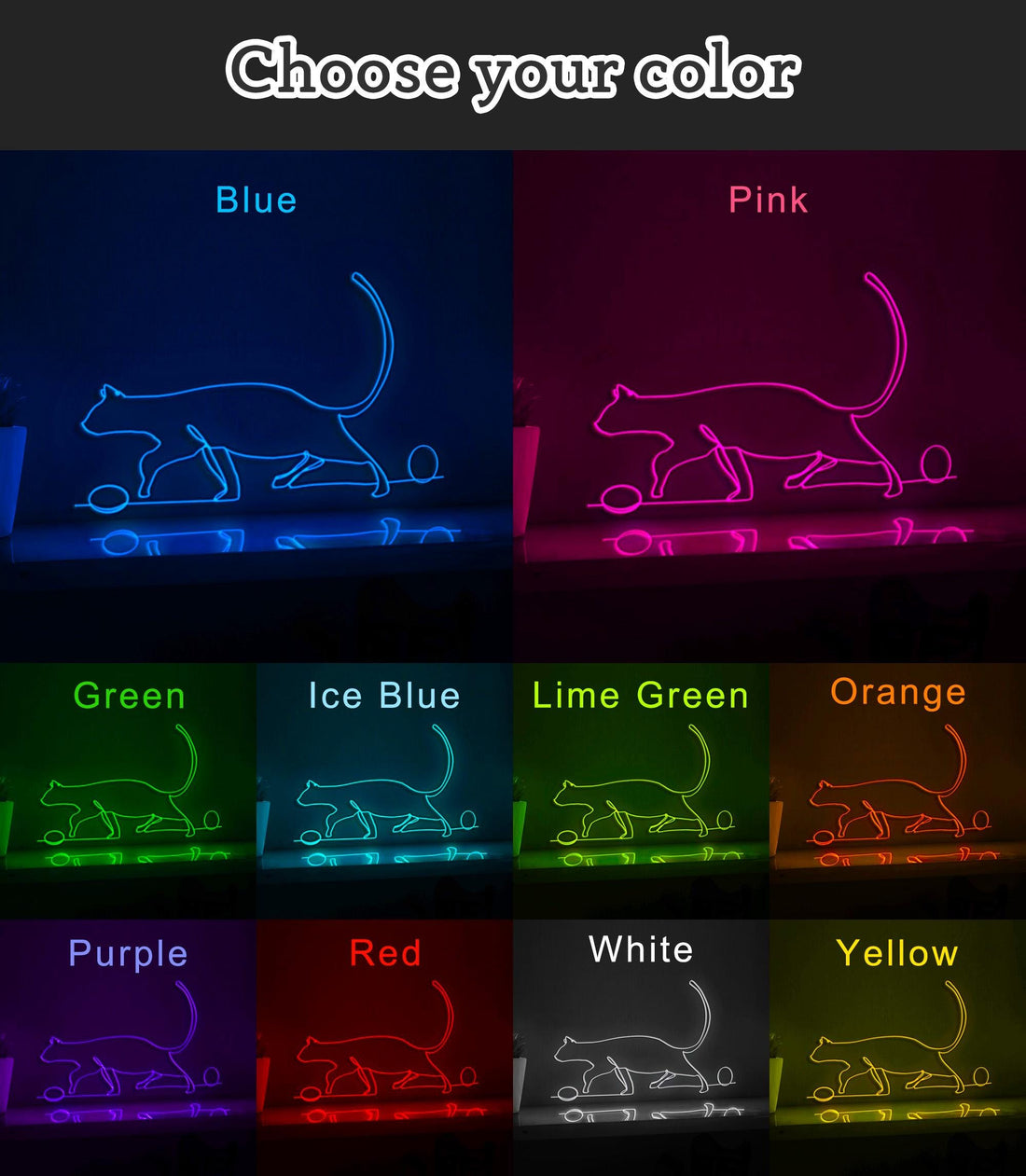 Cat Playing Balls Abstract EL Wire Neon Sign, Pet Theme Neon Light for Minimalist Rooms & Feline Design Decor
