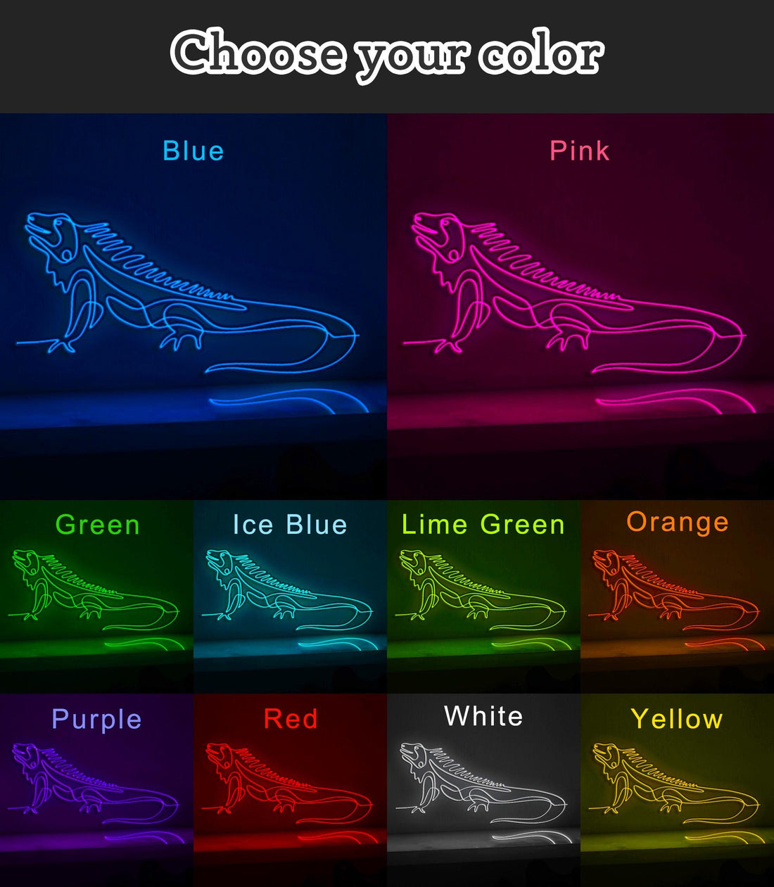 Iguana Lizard Exotic Reptile EL Wire Neon Sign for Animal Pet Lover Society & Home Decor Wall Art