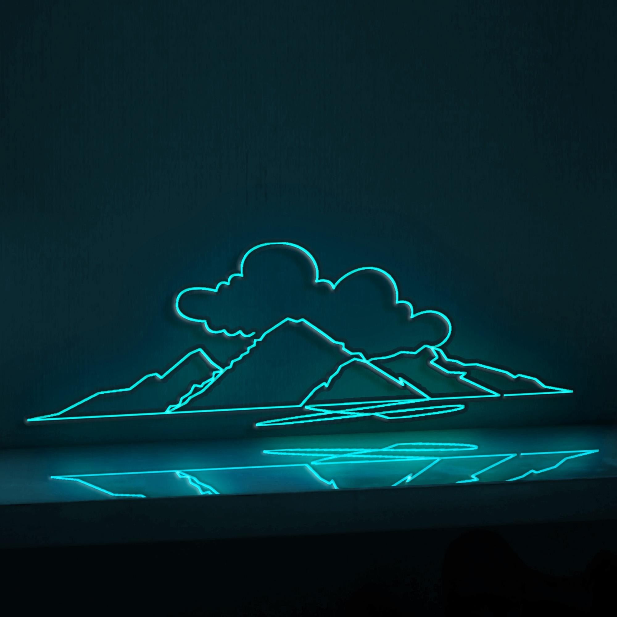 Japanese Mountain Landscape Mount Fuji EL Wire Neon Sign, Nature Rock Panoramic Fujiyama, Travel Theme Neon Light, Home Decor Wall Art