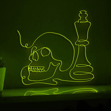 Human Skull Chess King Skeleton EL Wire Neon Sign for Home Decor Wall Art