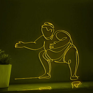 Sumo Wrestlers Fight Athletic EL Wire Sports Neon Art for Gyms & Martial Arts Themed Decor