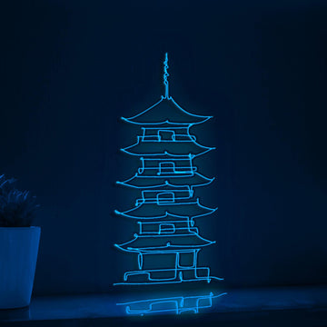 Fuji San Pagoda Cultural EL Wire Art for Japan Travelers & Zen-Themed Interiors
