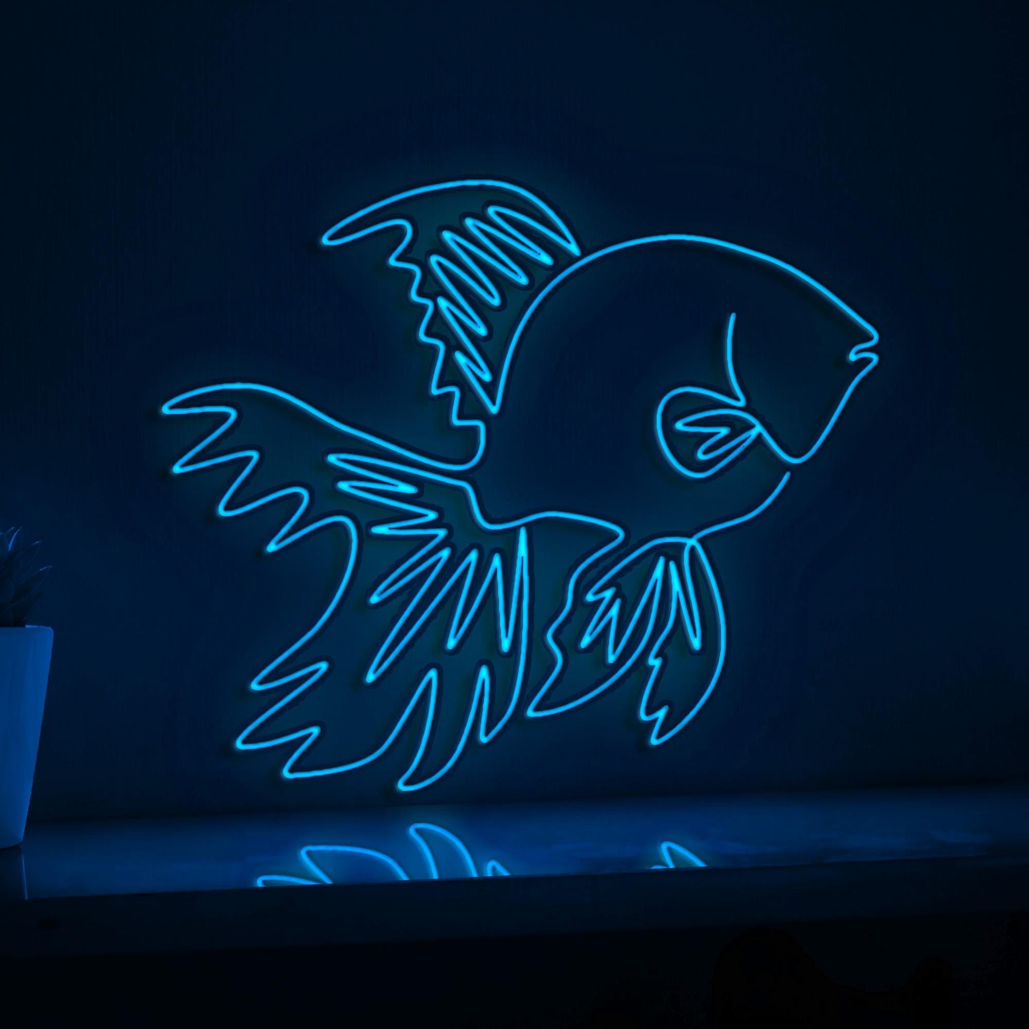 Cute Goldfish Aquarium Modern EL Wire Animal Art for Aquarium Rooms & Freshwater Fish Lovers
