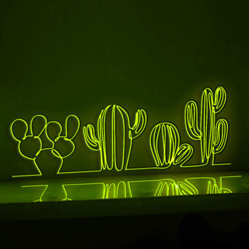 Cute Cactus House Plants EL Wire Neon Sign, Plant Art for Indoor Gardens & Desert-Themed Decor