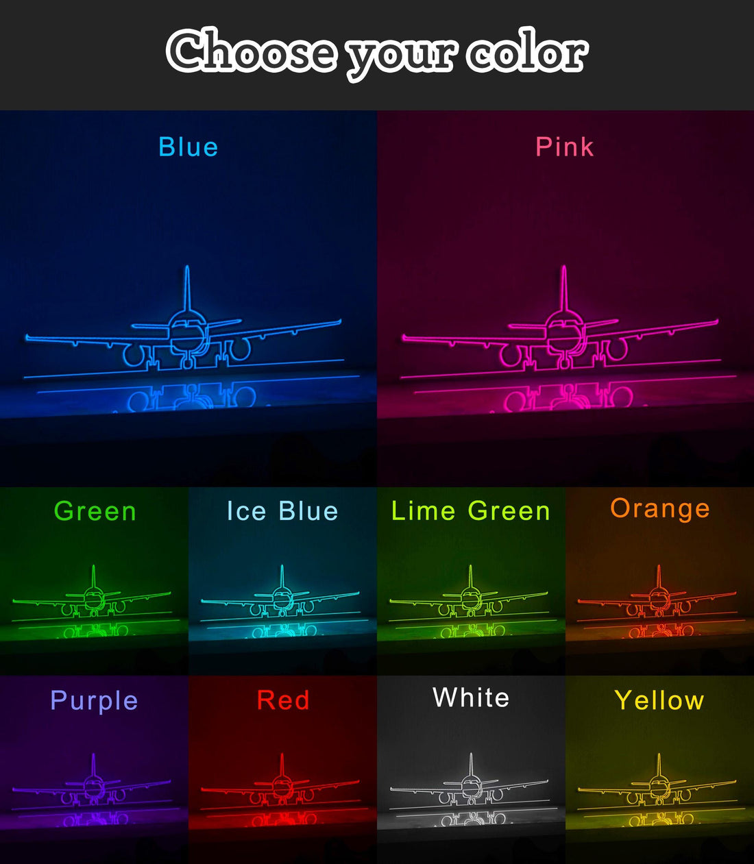 Passenger Airplane Minimalist EL Wire Wall Art for Bedroom & Travel Decor