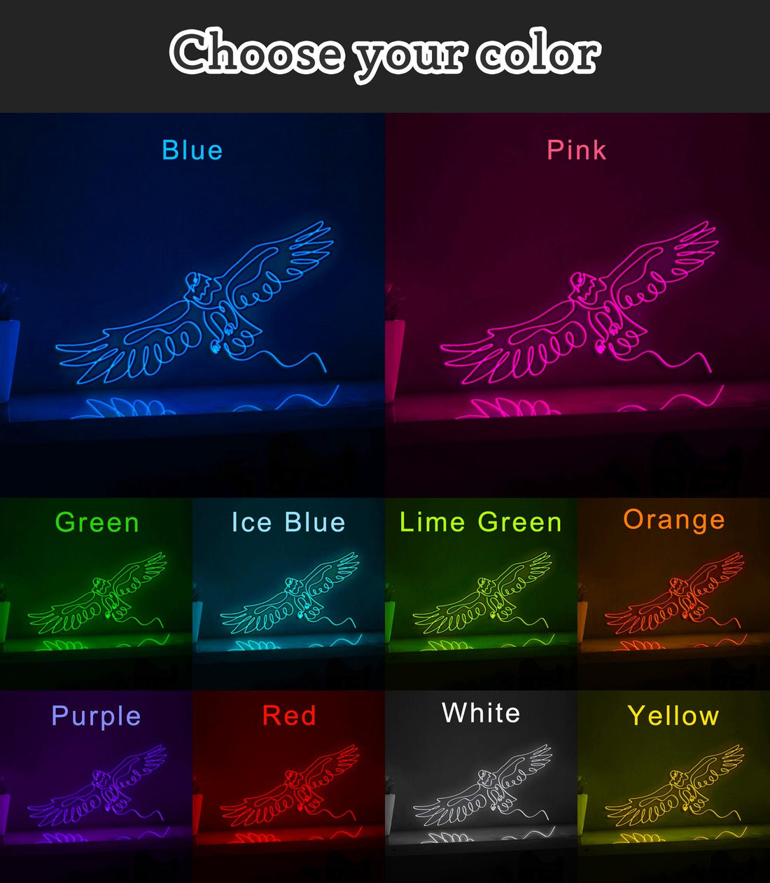 Eagle Hawk Bird Majestic EL Wire Animal Art for Nature Lovers & Living Room Decor