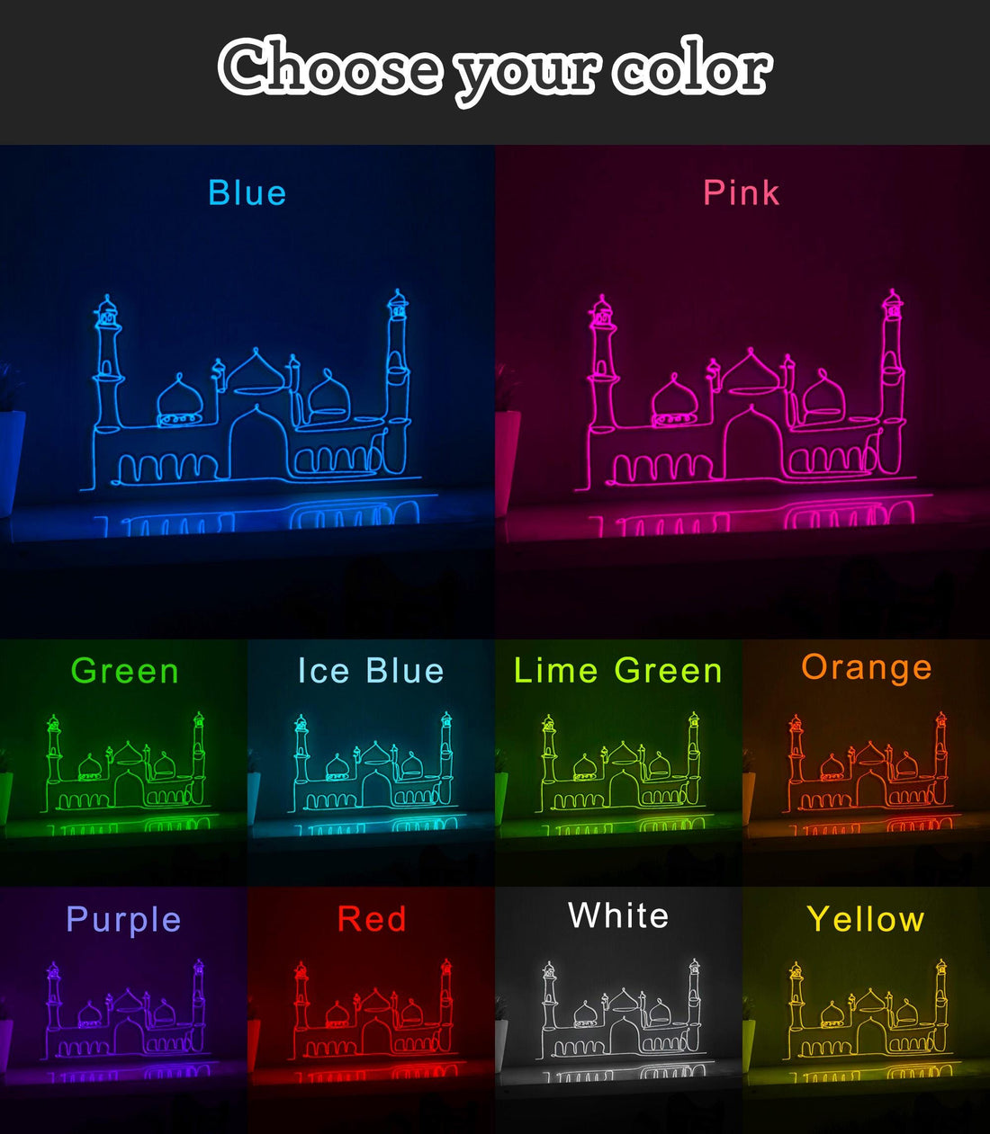Ramadan Mosque Building Islamic Cultural EL Wire Decor for Festival & Spiritual Home Decor