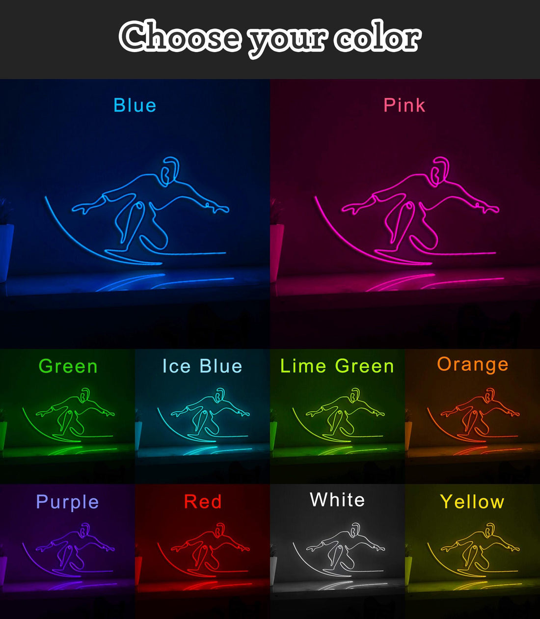 Surfer Riding Waves Beach EL Wire Sports Art for Coastal Homes & Surfing Enthusiasts