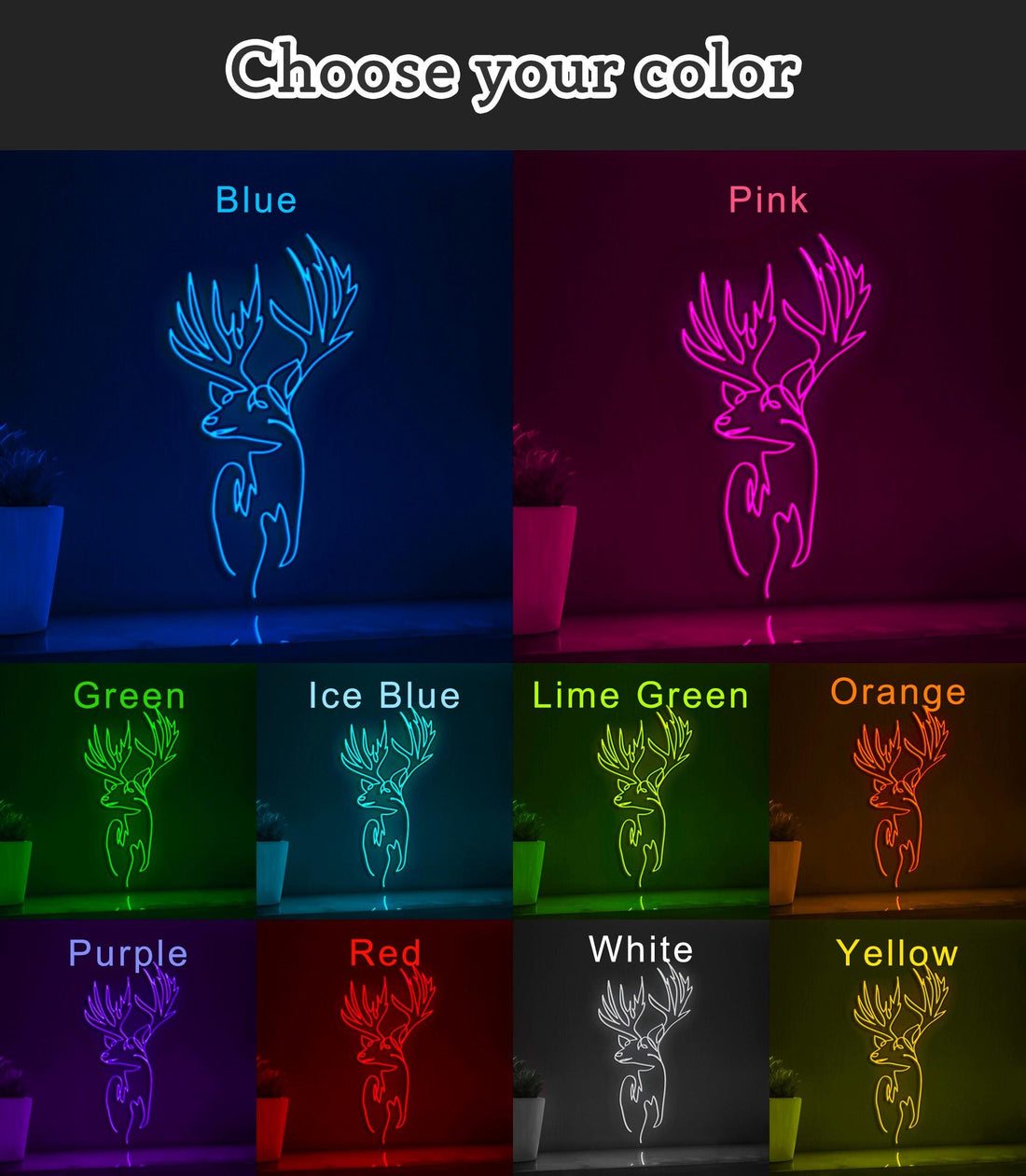 Reindeer Christmas Wildlife Festive EL Wire Animal Wall Art for Holiday & Winter Decor