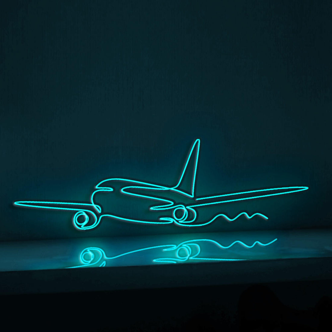 Airplane Lineart Aviation EL Wire Wall Art for Travelers & Minimalist Home Decor - myneonup