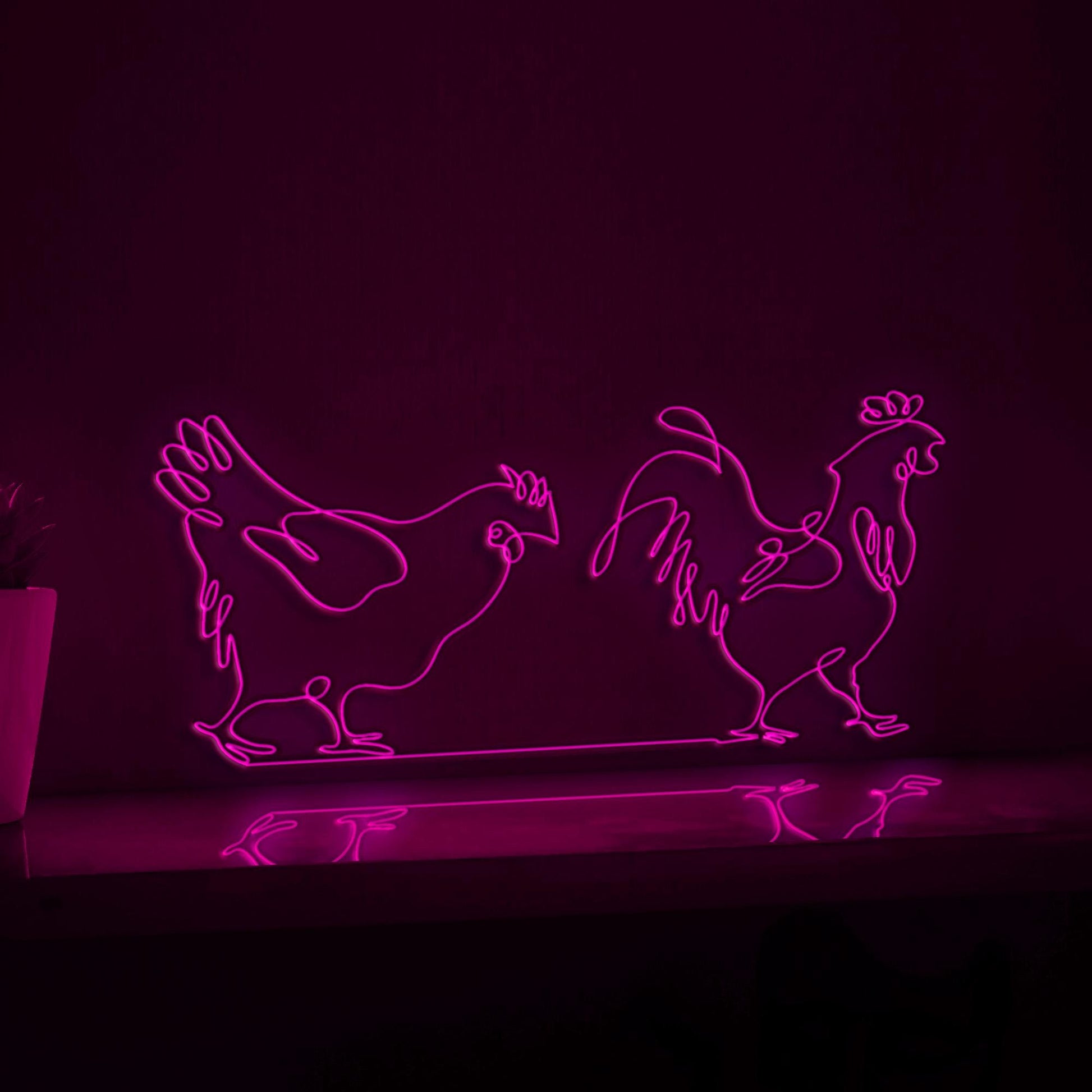 Rooster Hens Poultry Farmhouse EL Wire Animal Art for Kitchen & Country-Themed Decor - myneonup
