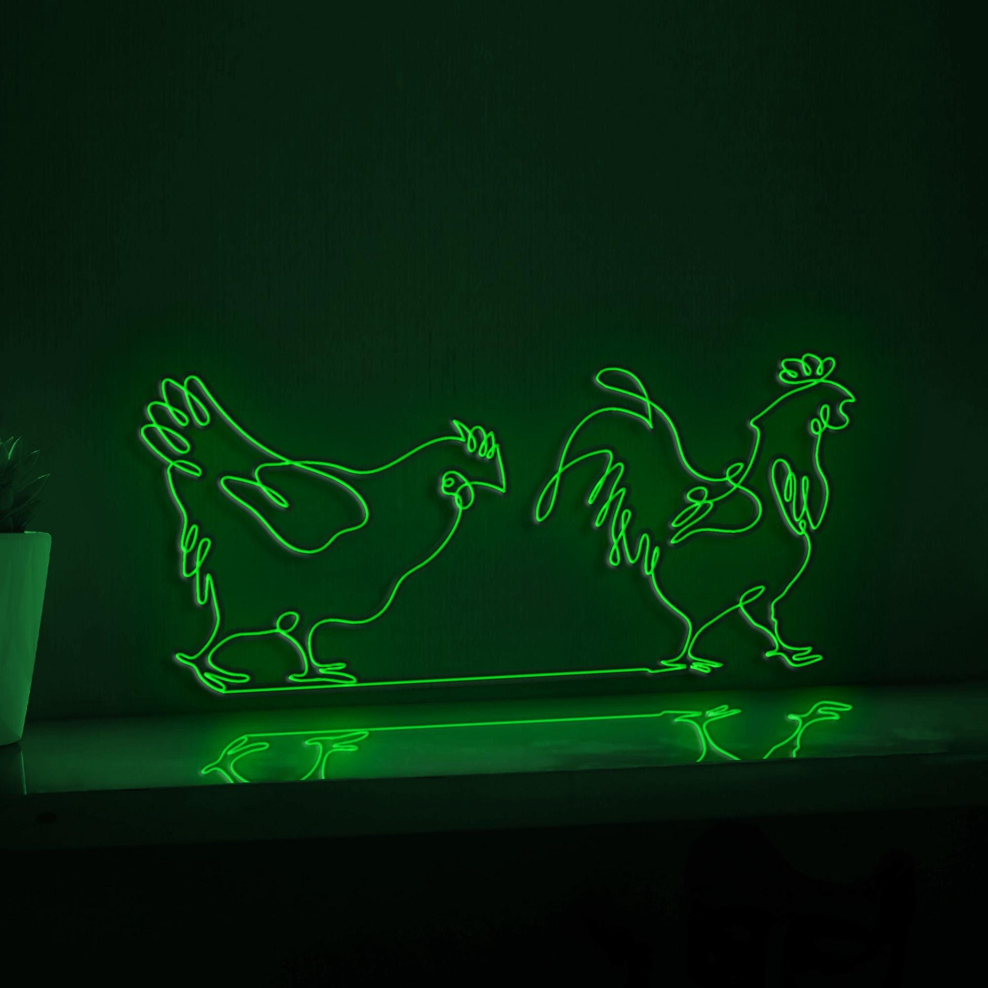 Rooster Hens Poultry Farmhouse EL Wire Animal Art for Kitchen & Country-Themed Decor - myneonup