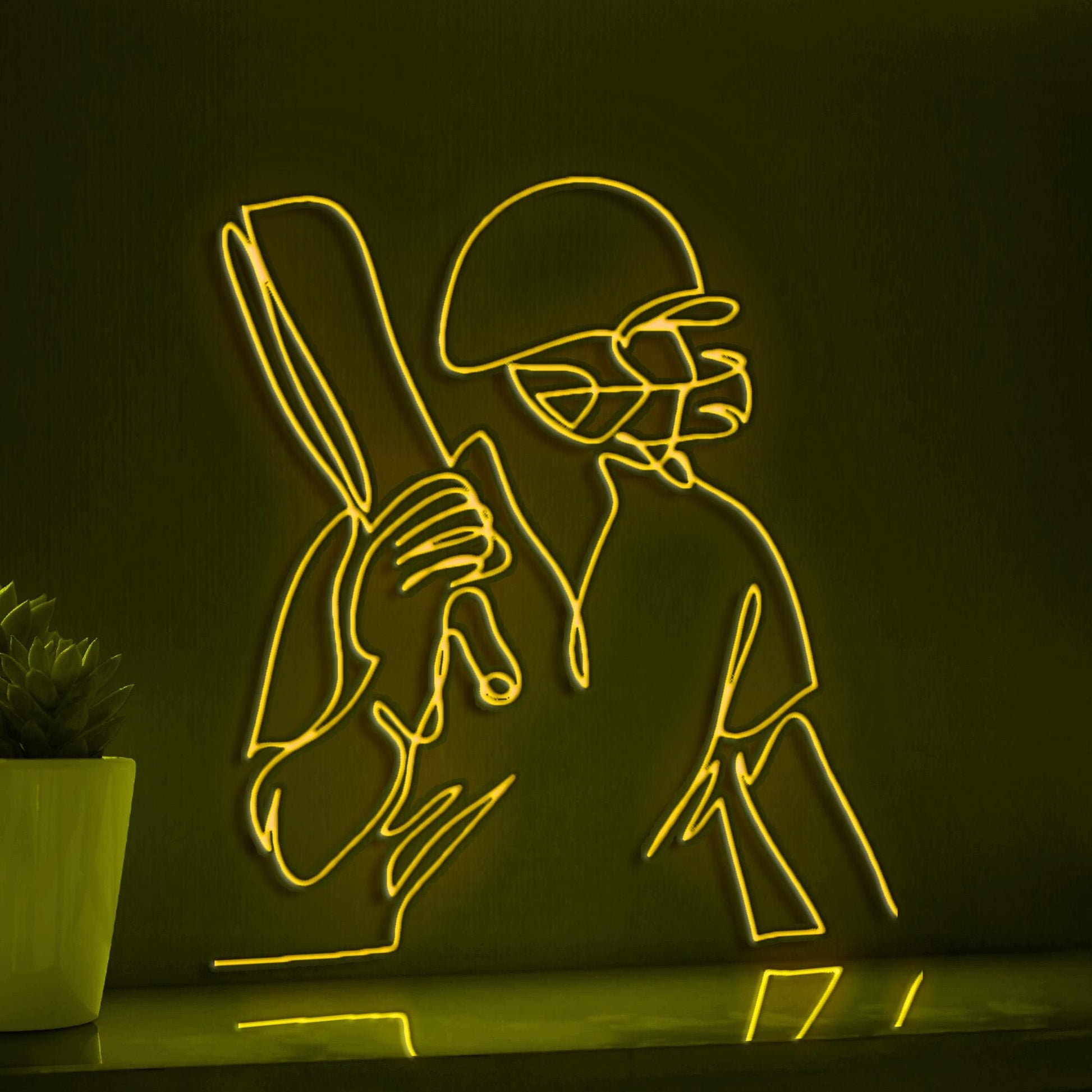 Cricket Player Sports Game Sports EL Wire Wall Art for Cricket Fans & Stadium-Themed Rooms - myneonup