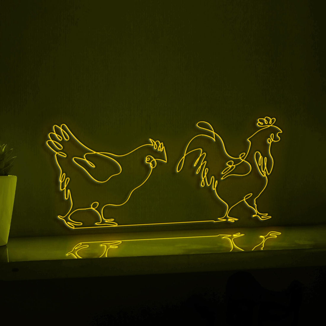 Rooster Hens Poultry Farmhouse EL Wire Animal Art for Kitchen & Country-Themed Decor - myneonup