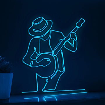Banjo Music Instrument Folk EL Wire Music Art for Rustic Rooms & Music Enthusiasts