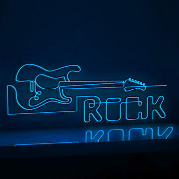 Electric Guitar Rock EL Wire Music Art for Band Rooms & Music Lover Decor