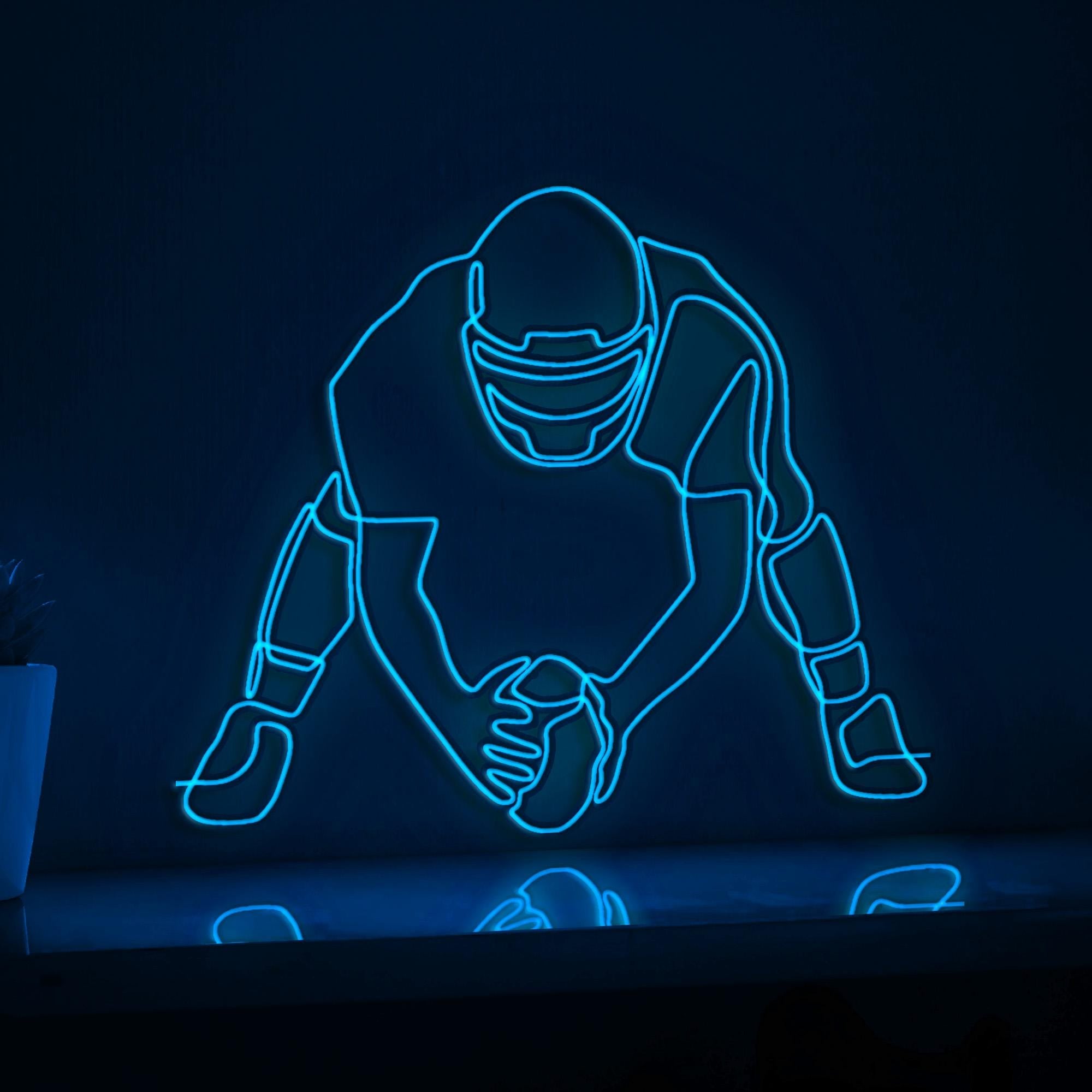 Man Holding Ball Football Game Sports EL Wire Wall Art for Athletic Rooms & Football Decor