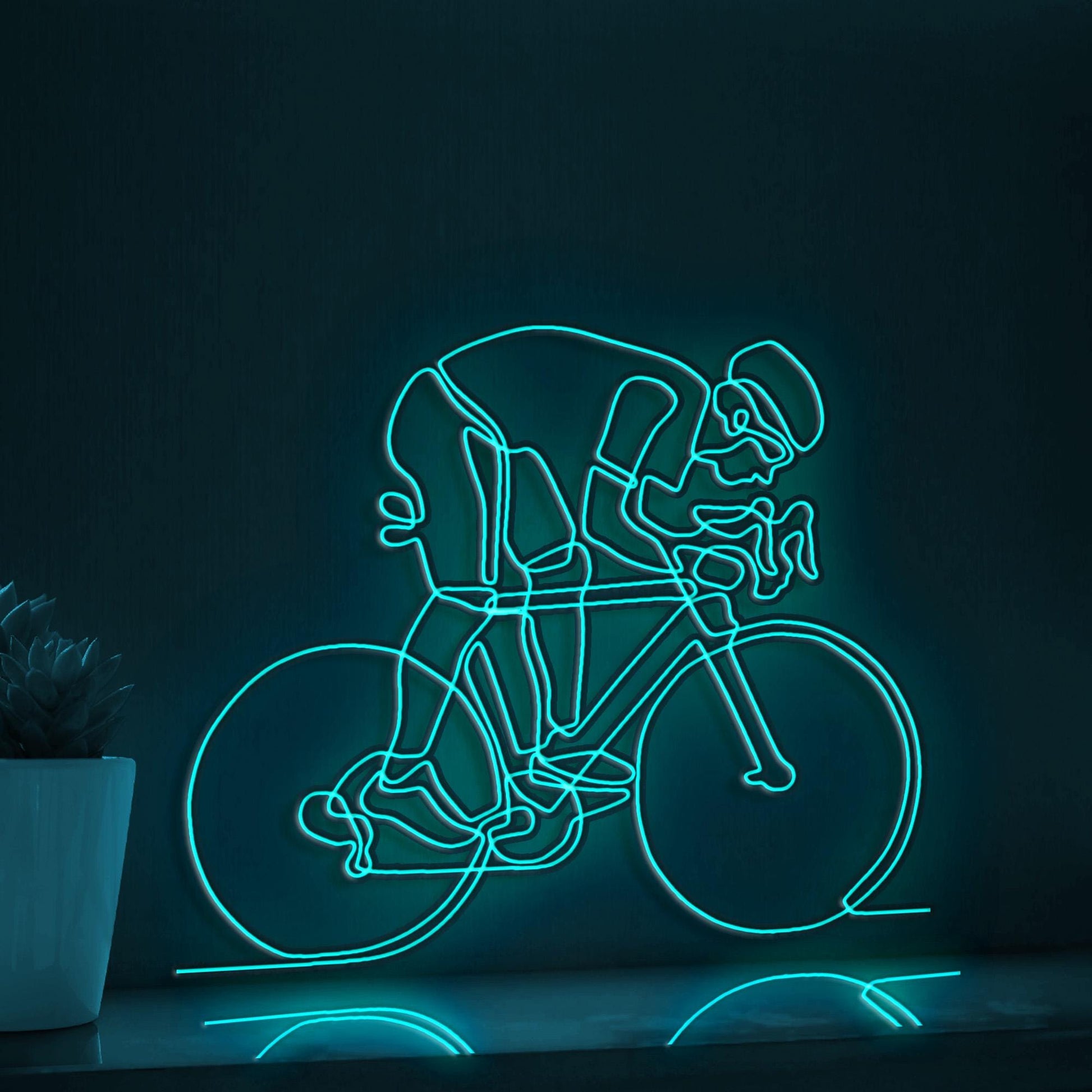 Person Riding Bicycle Cycling EL Wire Sports Art for Garage & Outdoor Activity Rooms - myneonup