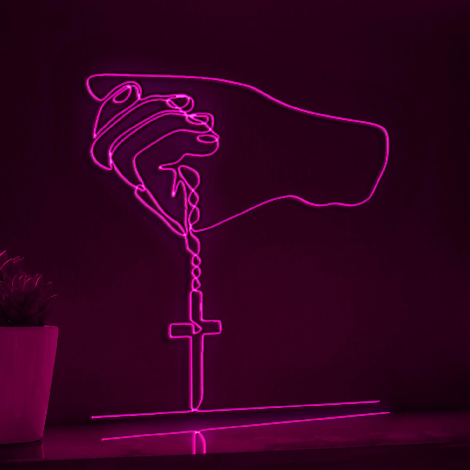 Christianity Hand Gesture Spiritual EL Wire Art for Religious Spaces & Cultural Decor - myneonup