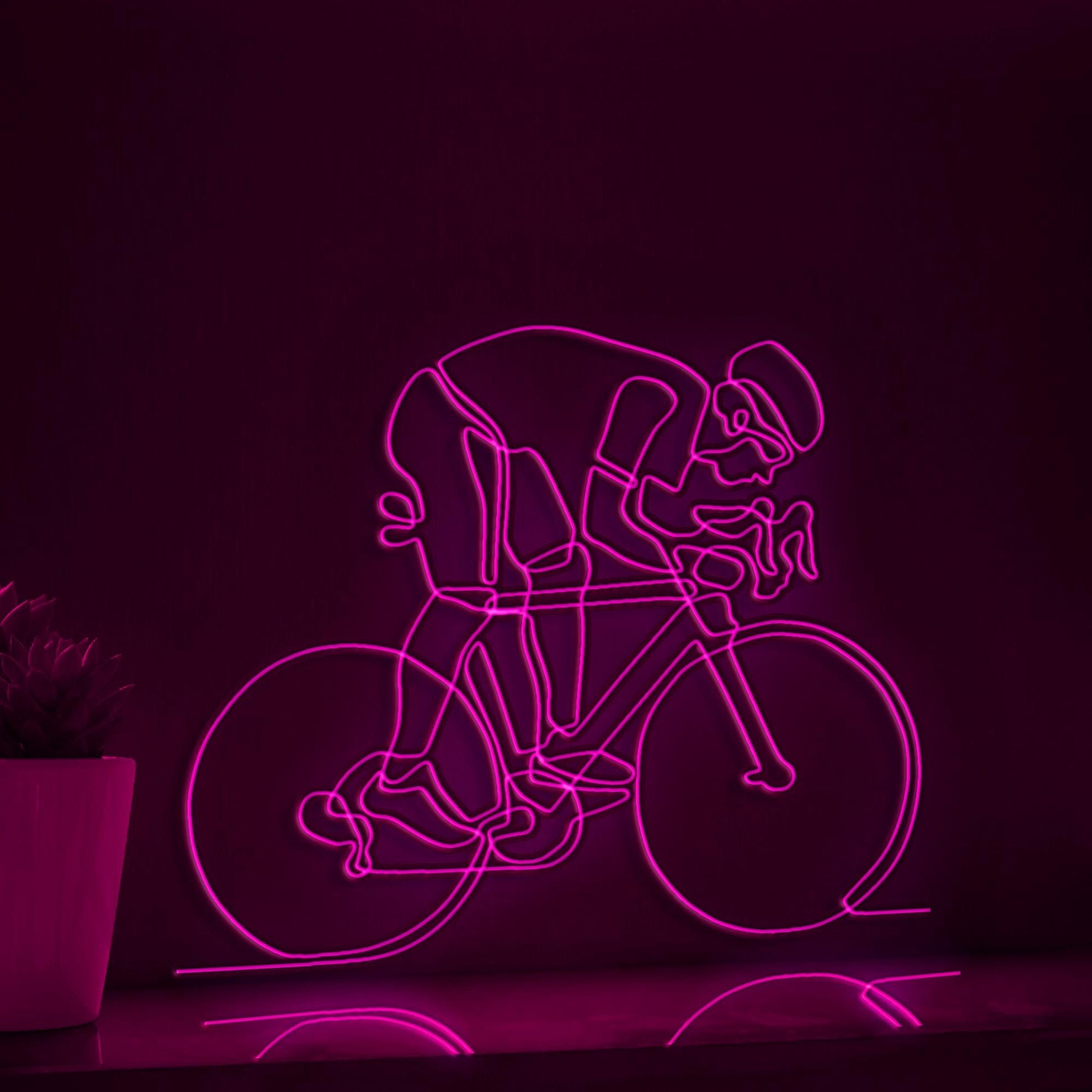 Person Riding Bicycle Cycling EL Wire Sports Art for Garage & Outdoor Activity Rooms - myneonup