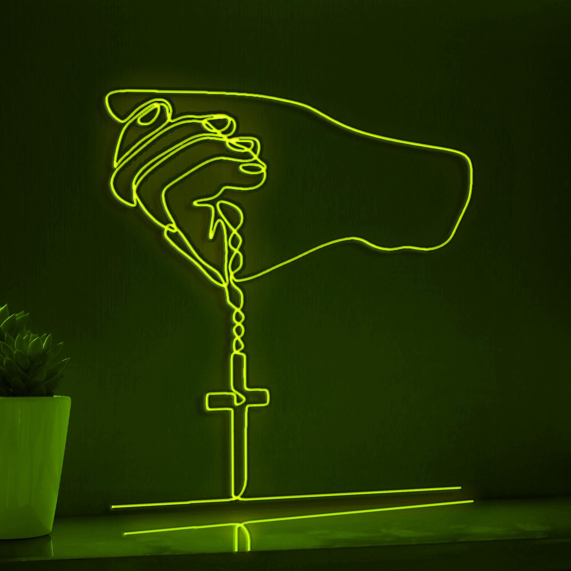Christianity Hand Gesture Spiritual EL Wire Art for Religious Spaces & Cultural Decor - myneonup
