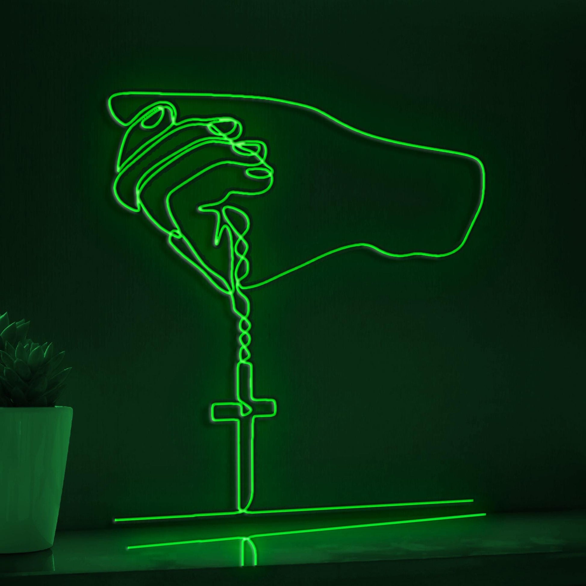 Christianity Hand Gesture Spiritual EL Wire Art for Religious Spaces & Cultural Decor - myneonup