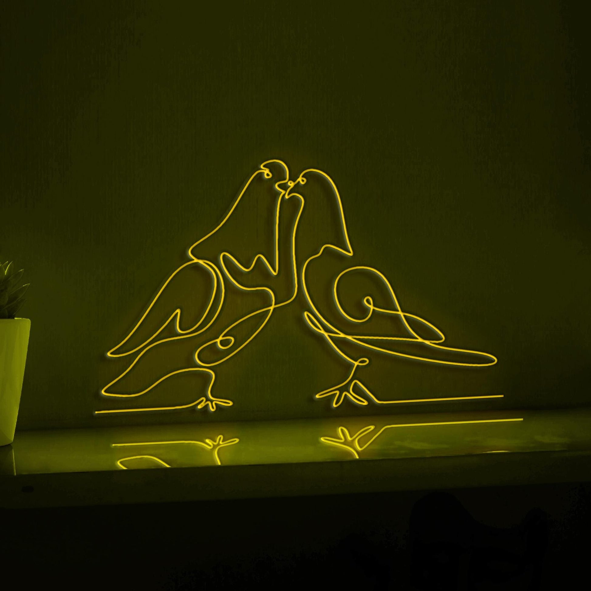 Dove Birds Couple Romantic EL Wire Animal Art for Wedding & Bedroom Decor - myneonup