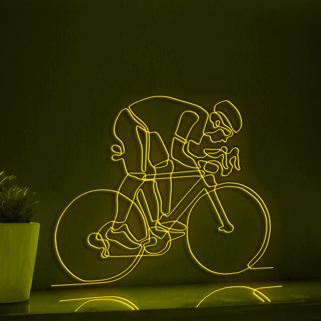 Person Riding Bicycle Cycling EL Wire Sports Art for Garage & Outdoor Activity Rooms - myneonup