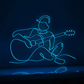Playing Acoustic Guitar Guy Relaxing EL Wire Music Art for Living Rooms & Music Studios