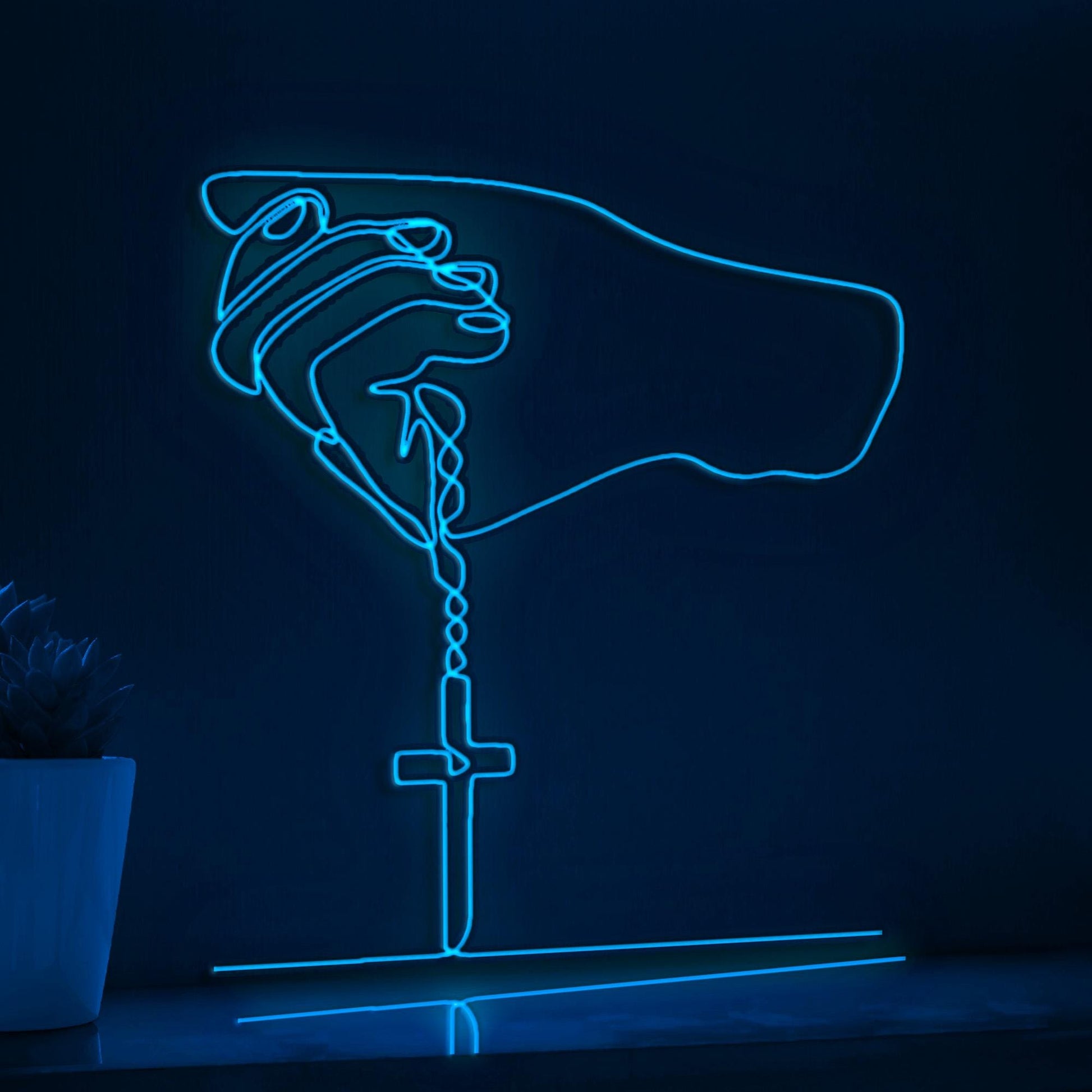 Christianity Hand Gesture Spiritual EL Wire Art for Religious Spaces & Cultural Decor - myneonup