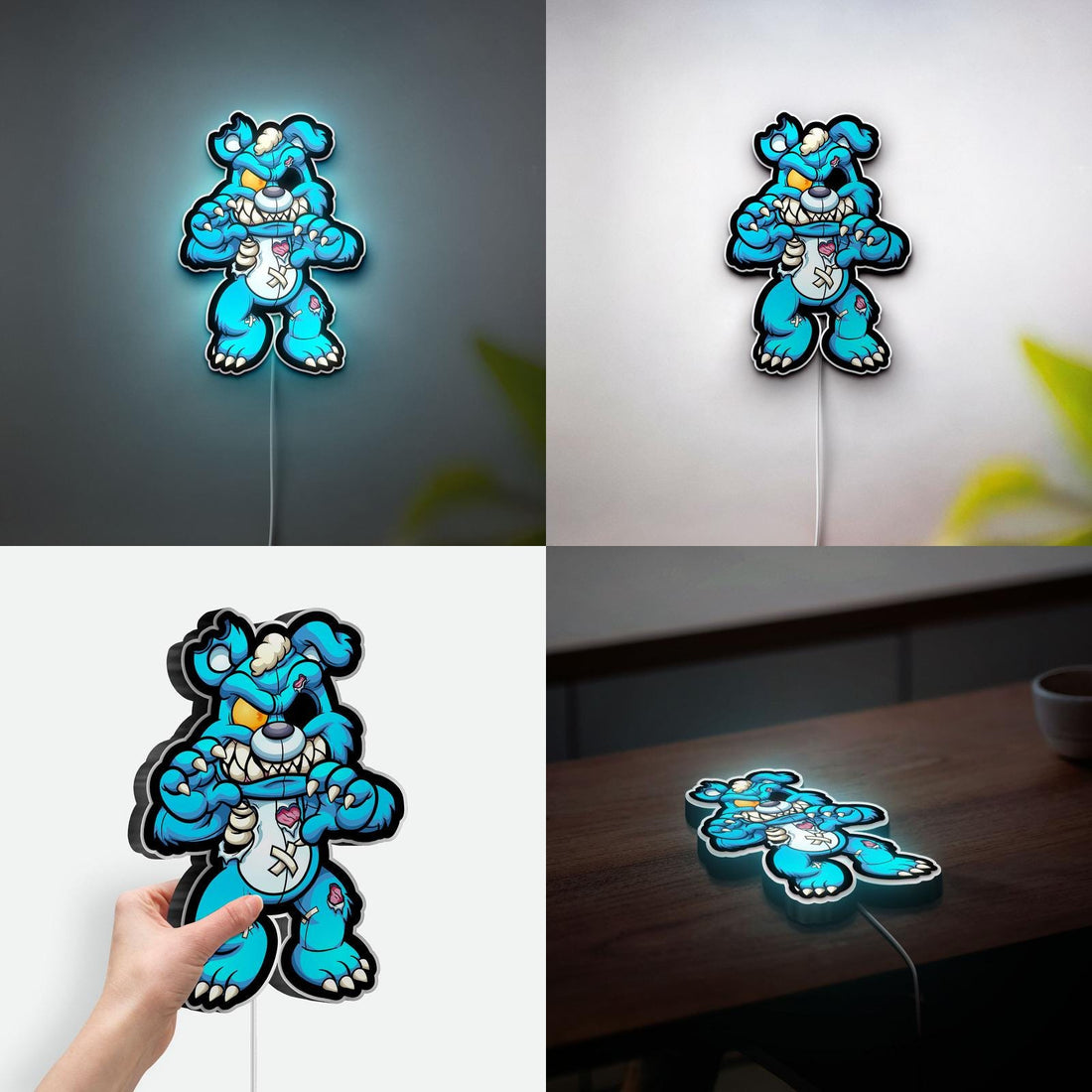 Zombie Teddy Bear 3D LED Lamp, Quirky Home Wall Decor, Party Themes Decor, Personalized Gift for Gamer