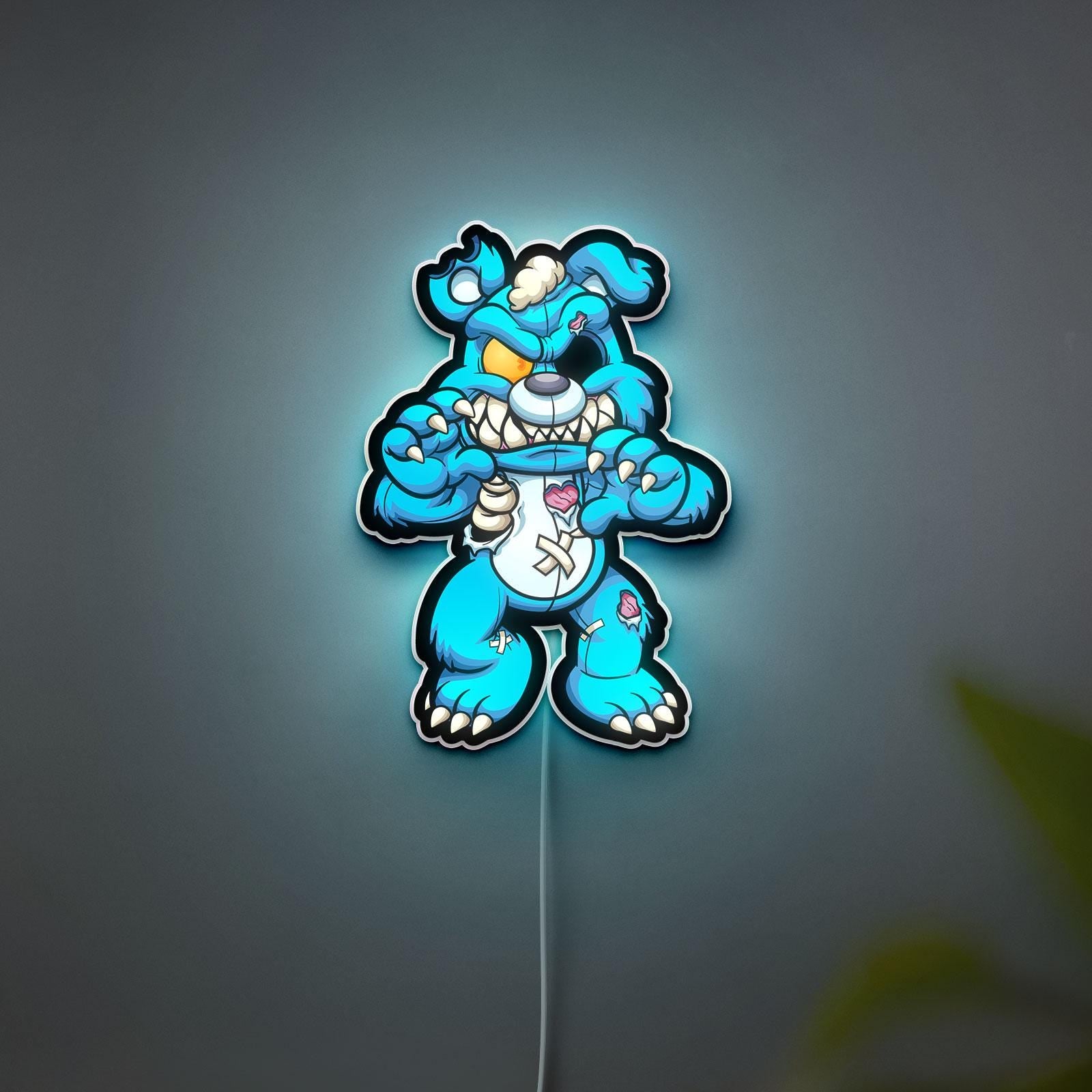 Zombie Teddy Bear 3D LED Lamp, Quirky Home Wall Decor, Party Themes Decor, Personalized Gift for Gamer