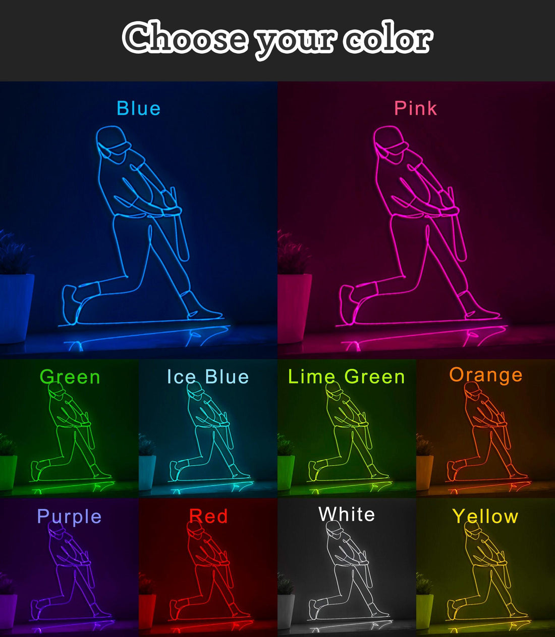 Baseball Player Playing Baseball Sports EL Wire Wall Art for Stadium-Themed Rooms & Fan Decor - myneonup