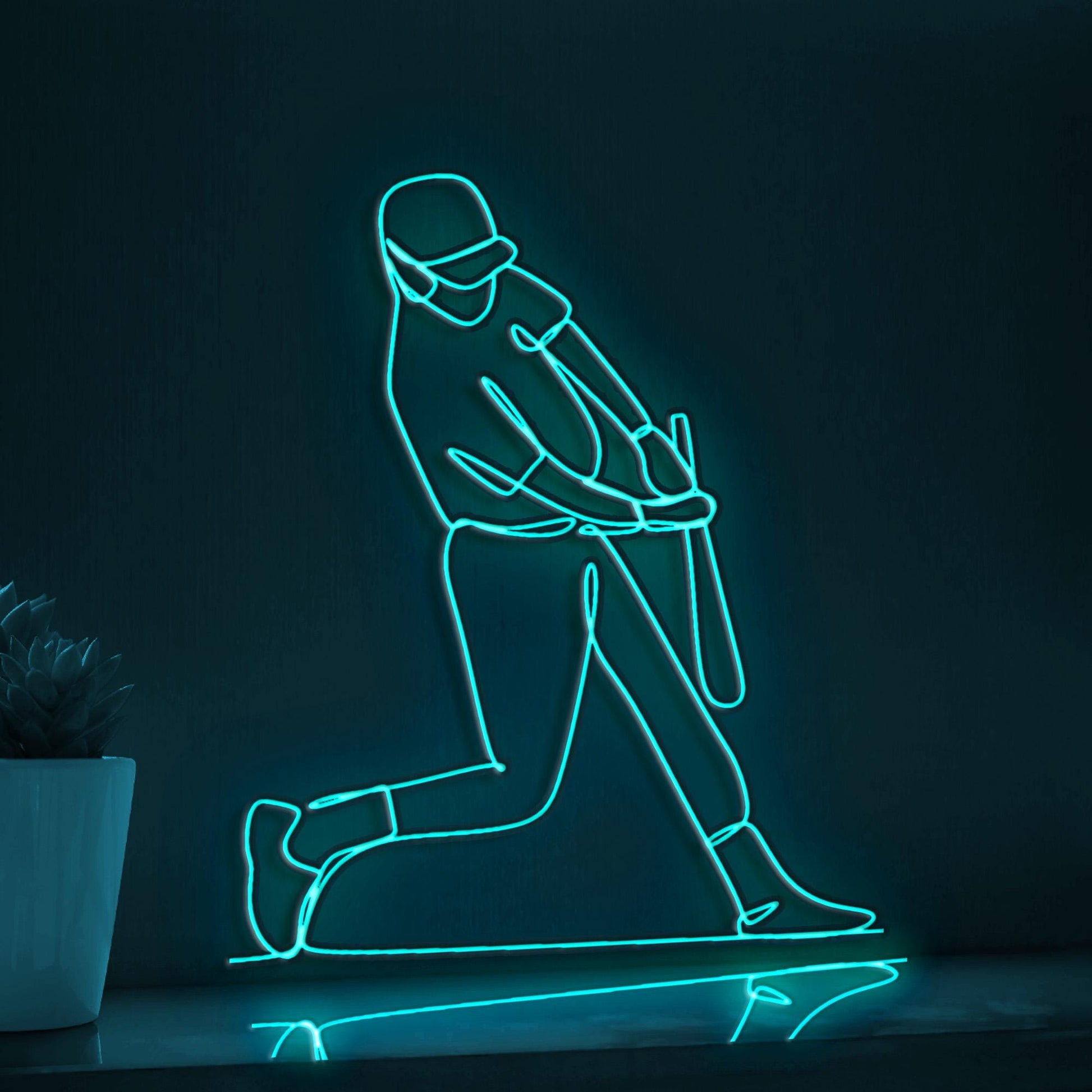 Baseball Player Playing Baseball Sports EL Wire Wall Art for Stadium-Themed Rooms & Fan Decor - myneonup