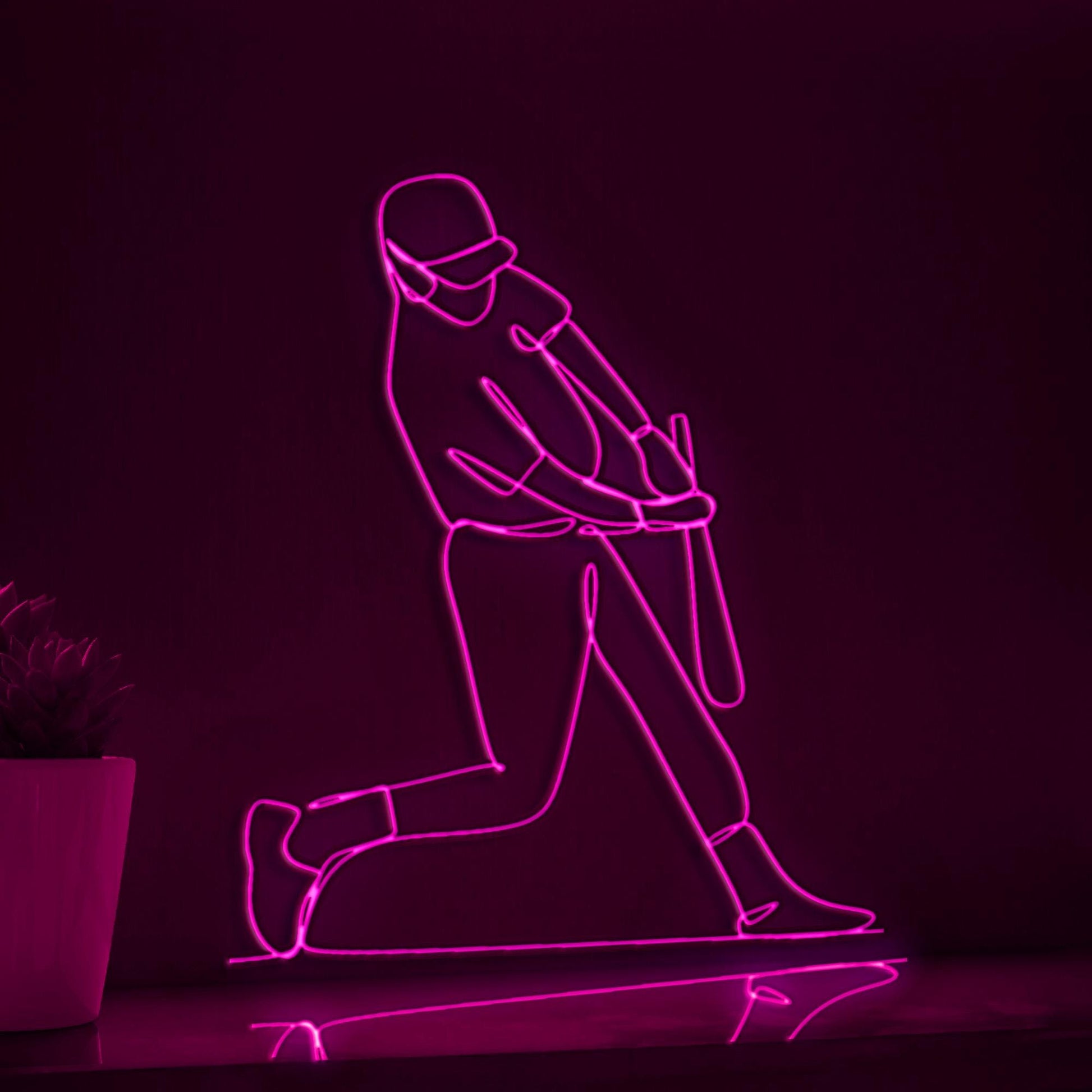 Baseball Player Playing Baseball Sports EL Wire Wall Art for Stadium-Themed Rooms & Fan Decor - myneonup