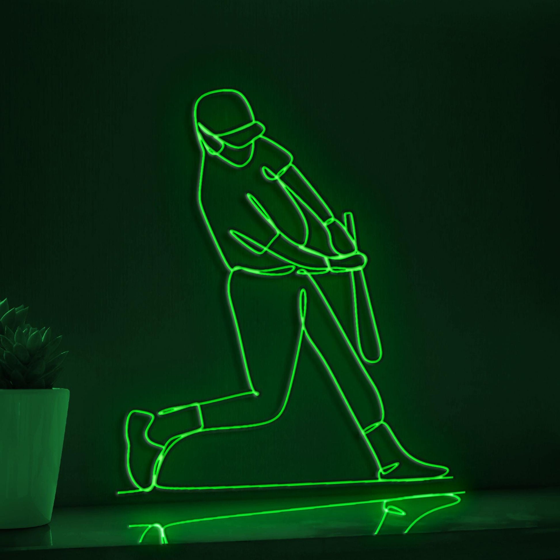 Baseball Player Playing Baseball Sports EL Wire Wall Art for Stadium-Themed Rooms & Fan Decor - myneonup