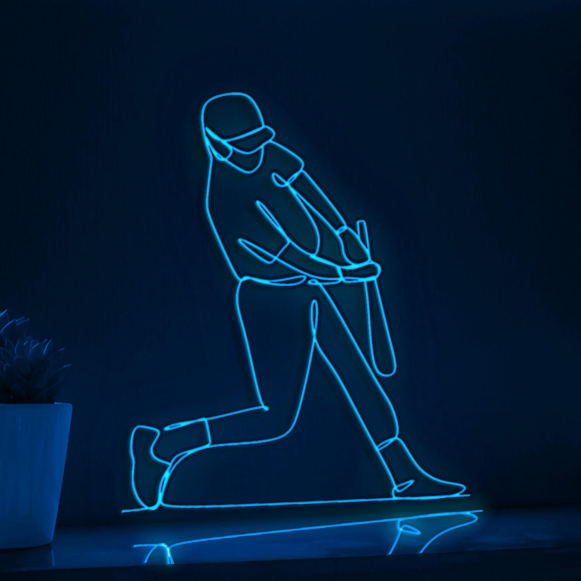 Baseball Player Playing Baseball Sports EL Wire Wall Art for Stadium-Themed Rooms & Fan Decor - myneonup