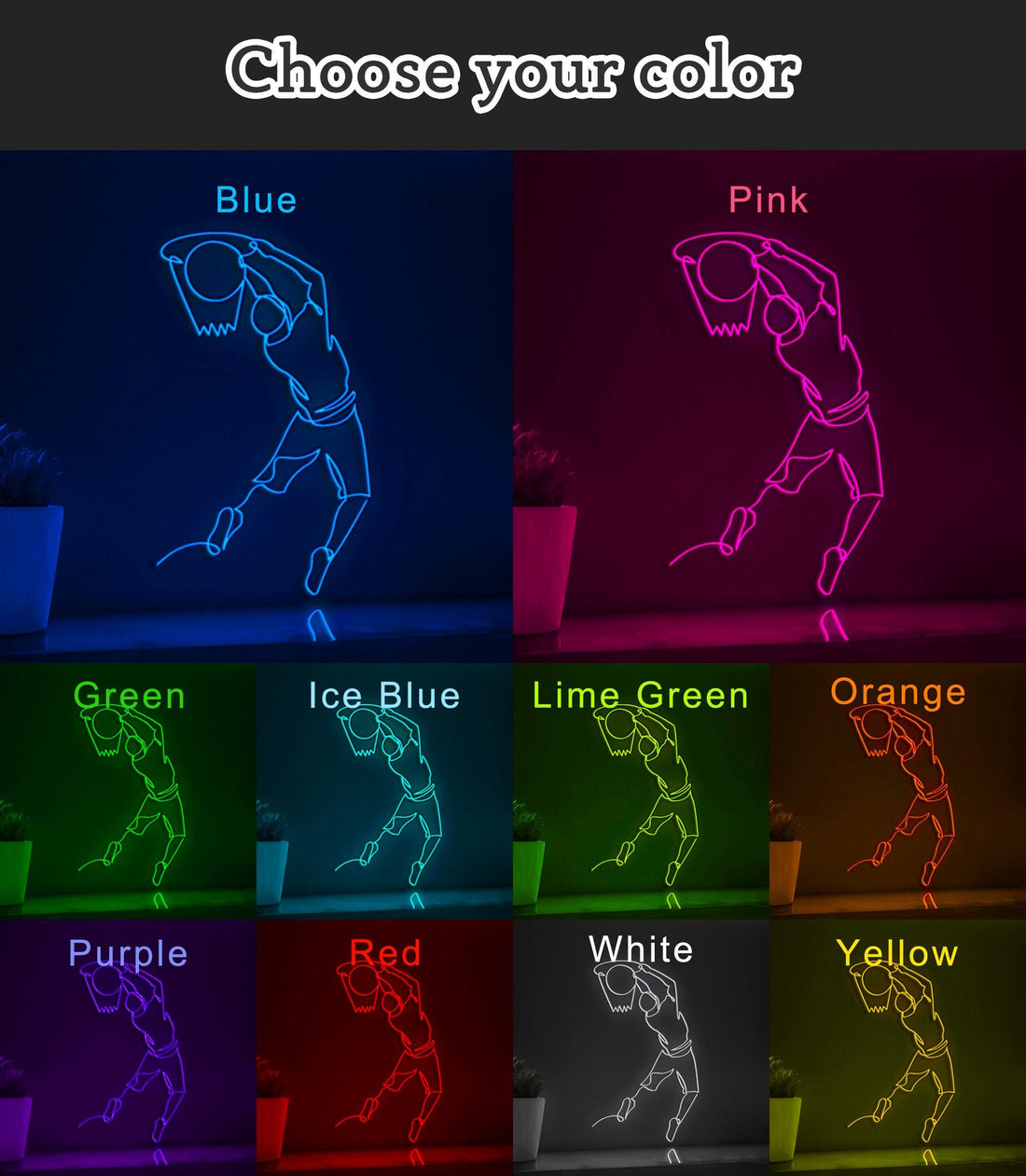 Basketball Player Sports EL Wire Wall Art for Game Room & Basketball Fan Decor - myneonup