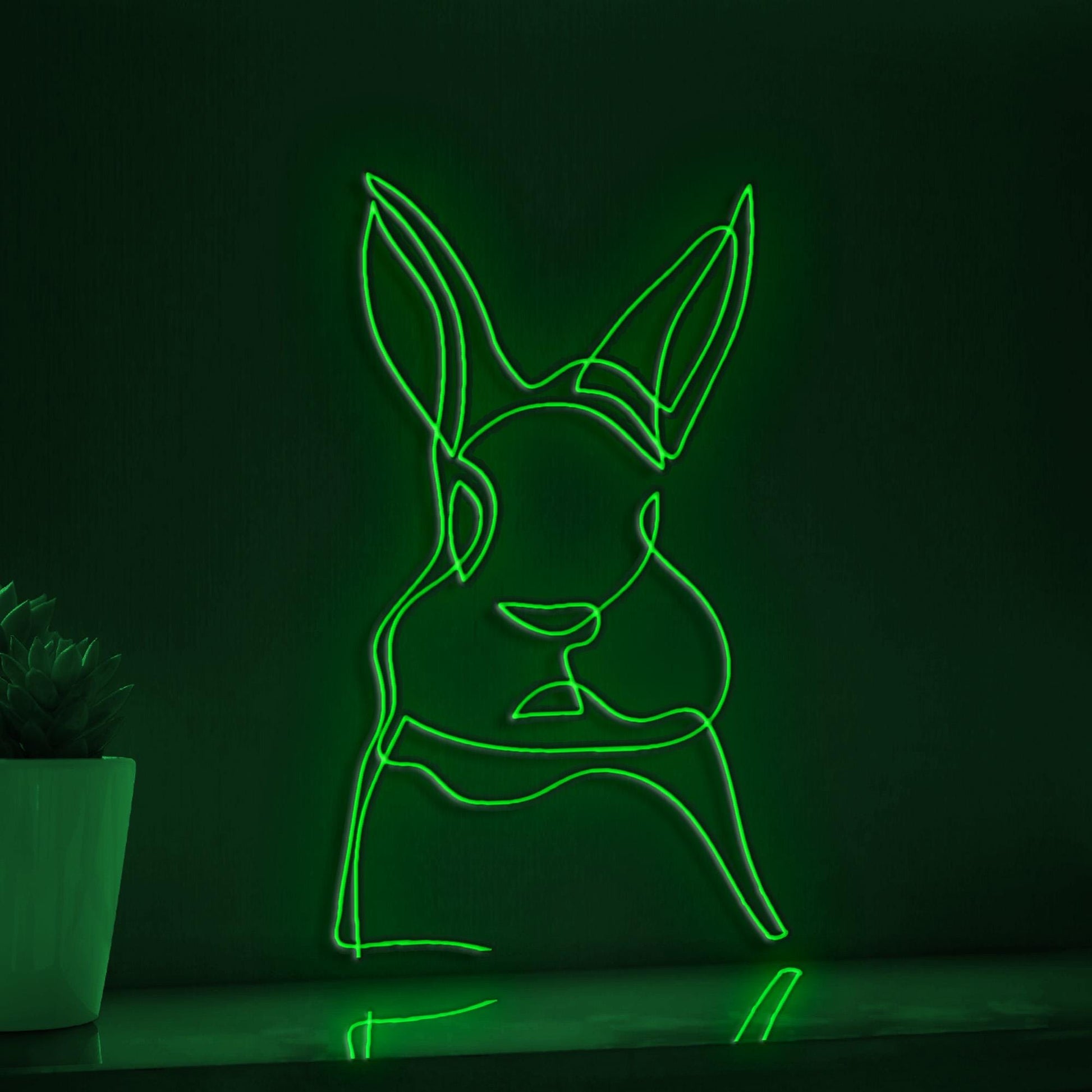 Cute Rabbit Adorable EL Wire Animal Wall Art for Nursery & Easter Decor - myneonup