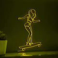 Skate Girl Endless Doodle Youthful EL Wire Art for Teen Room & Skateboarding Theme Decor - myneonup