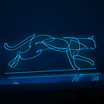 Walking Cat Playful EL Wire Animal Wall Art for Bedroom & Pet-Friendly Home Decor - myneonup