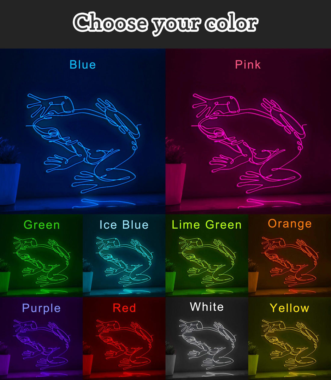 Frog Minimalist EL Wire Animal Wall Art for Kids Room & Nature-Themed Decor - myneonup