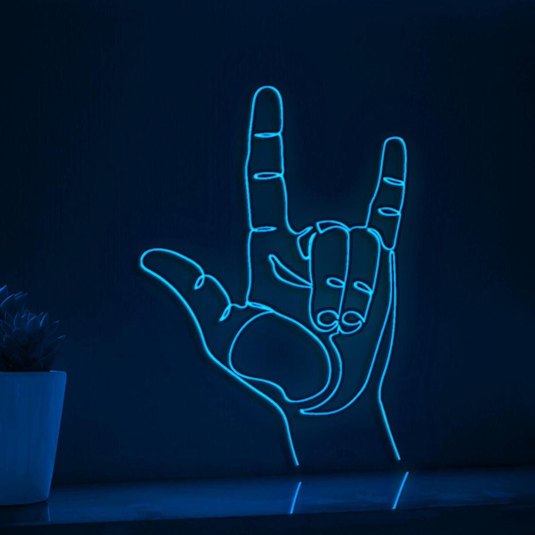 Hand I Love You Sign Valentine Wedding Neon Light Festive EL Wire Decor for Party & Home Wall Art - myneonup