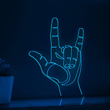 Hand I Love You Sign Valentine Wedding Neon Light Festive EL Wire Decor for Party & Home Wall Art - myneonup