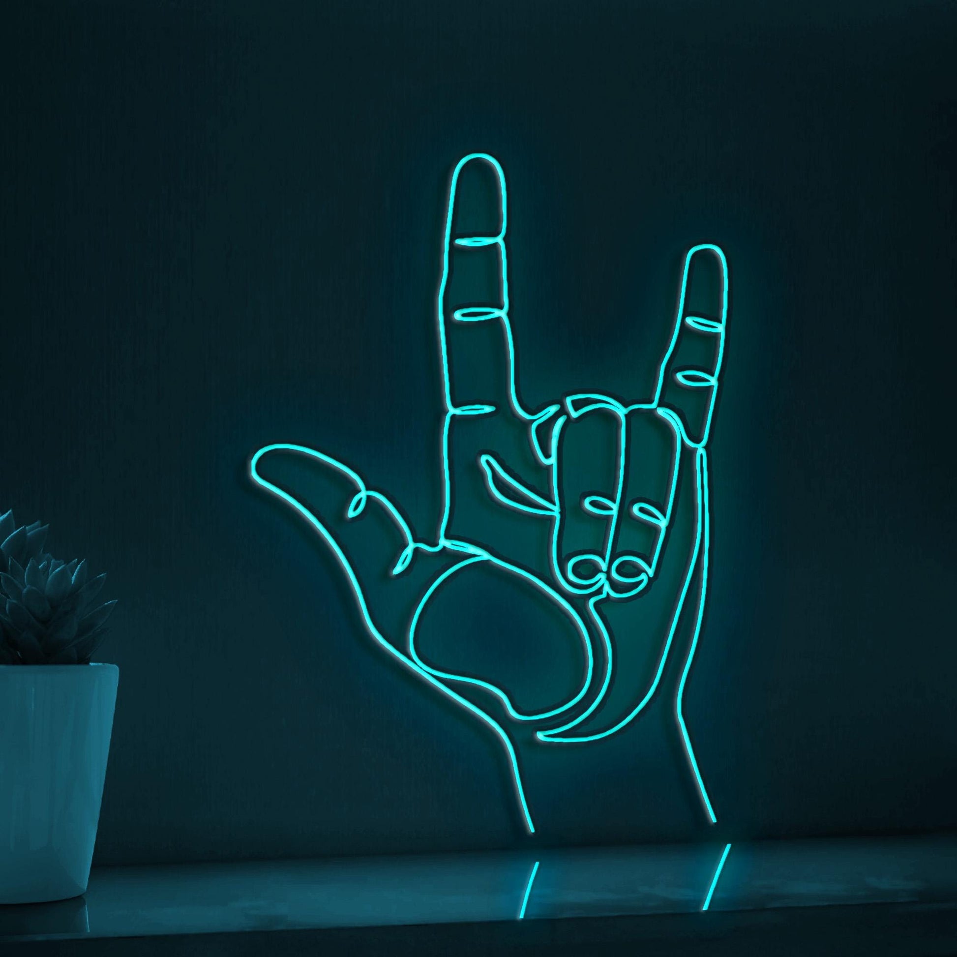 Hand I Love You Sign Valentine Wedding Neon Light Festive EL Wire Decor for Party & Home Wall Art - myneonup