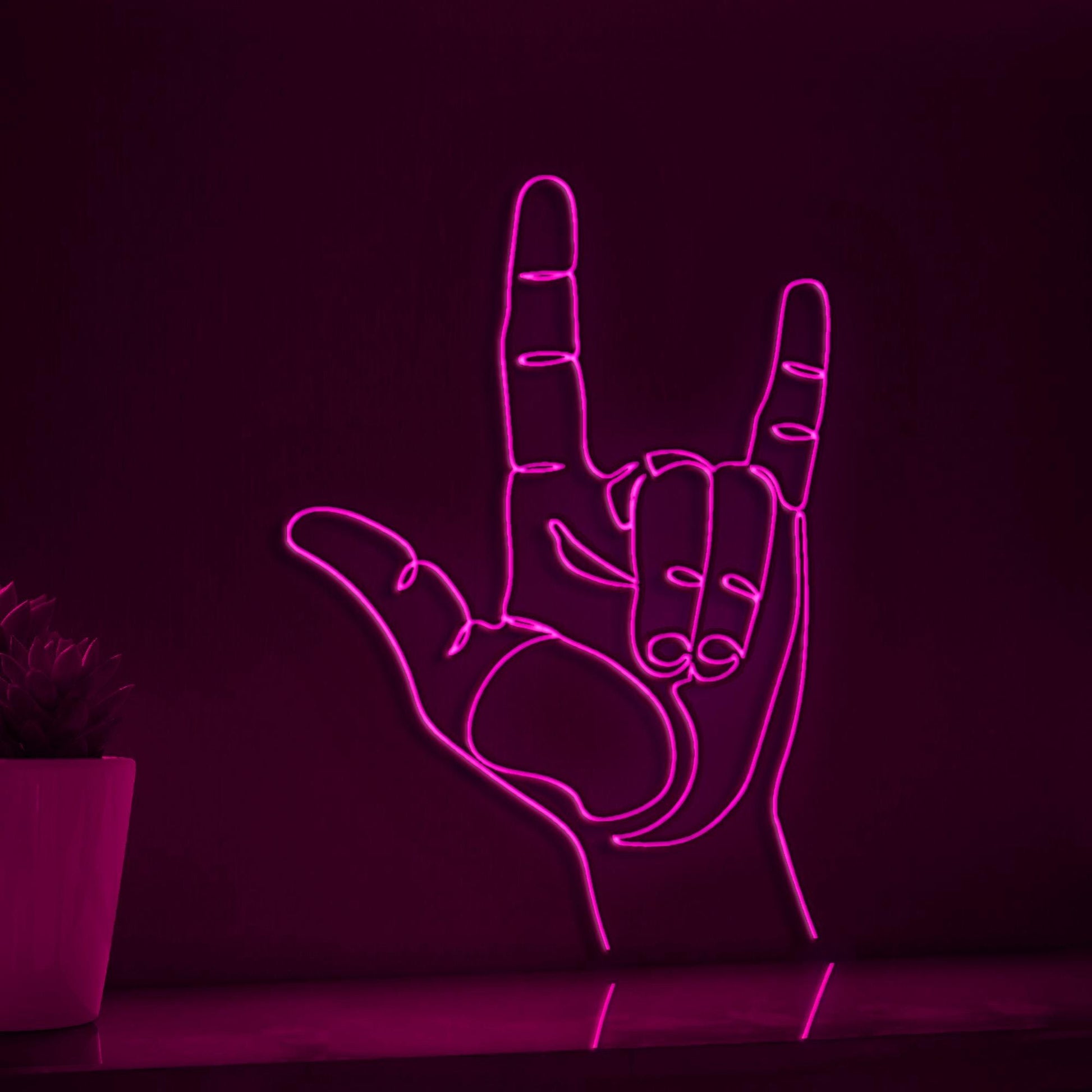 Hand I Love You Sign Valentine Wedding Neon Light Festive EL Wire Decor for Party & Home Wall Art - myneonup