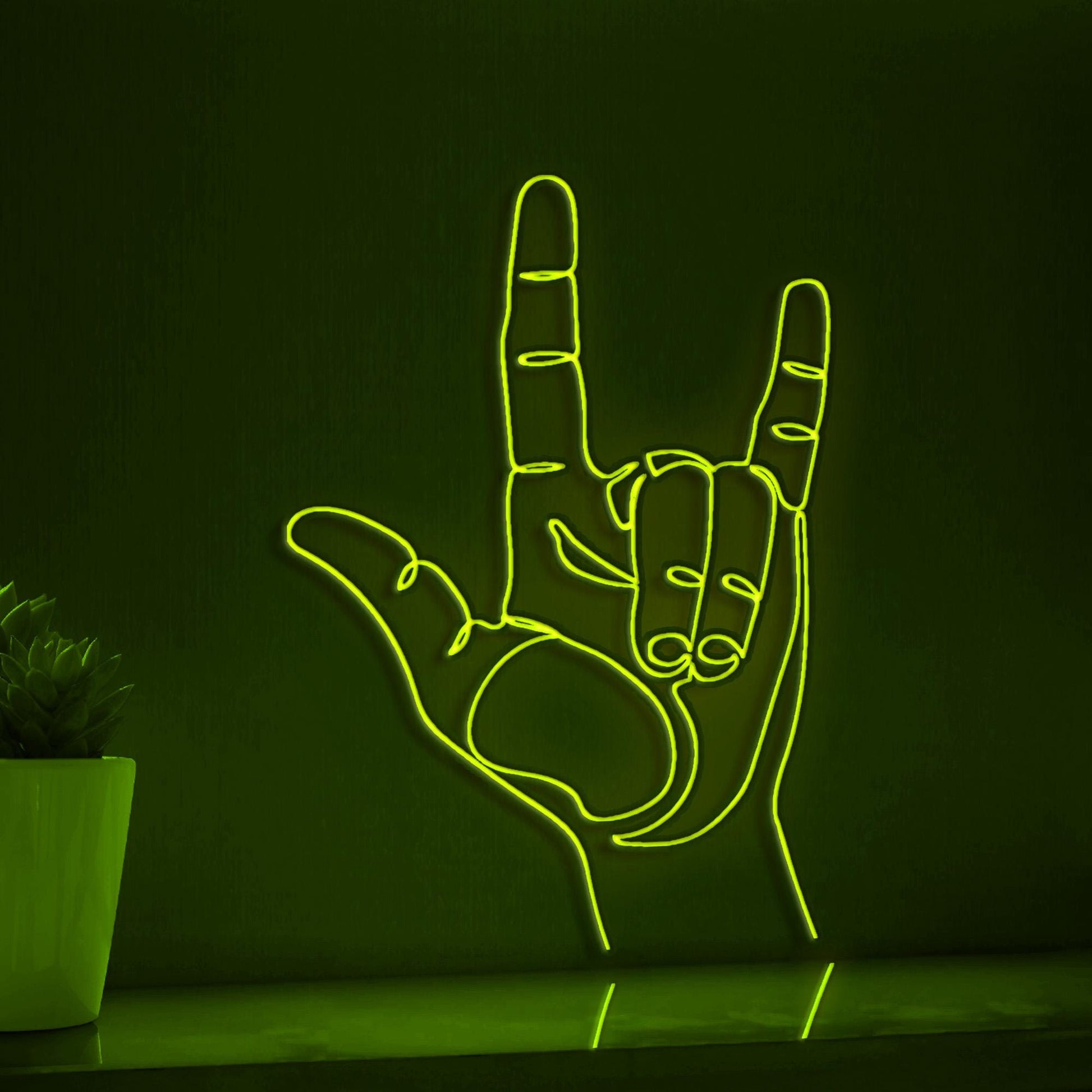 Hand I Love You Sign Valentine Wedding Neon Light Festive EL Wire Decor for Party & Home Wall Art - myneonup